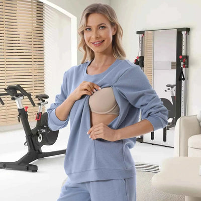 2025 Neuer Schwangere Hoodie Stillkleidung Waffel Stillpullover Sweatshirts Schwangerschafts-Casual-Oberteile für schwangere Frauen Herbst Winter