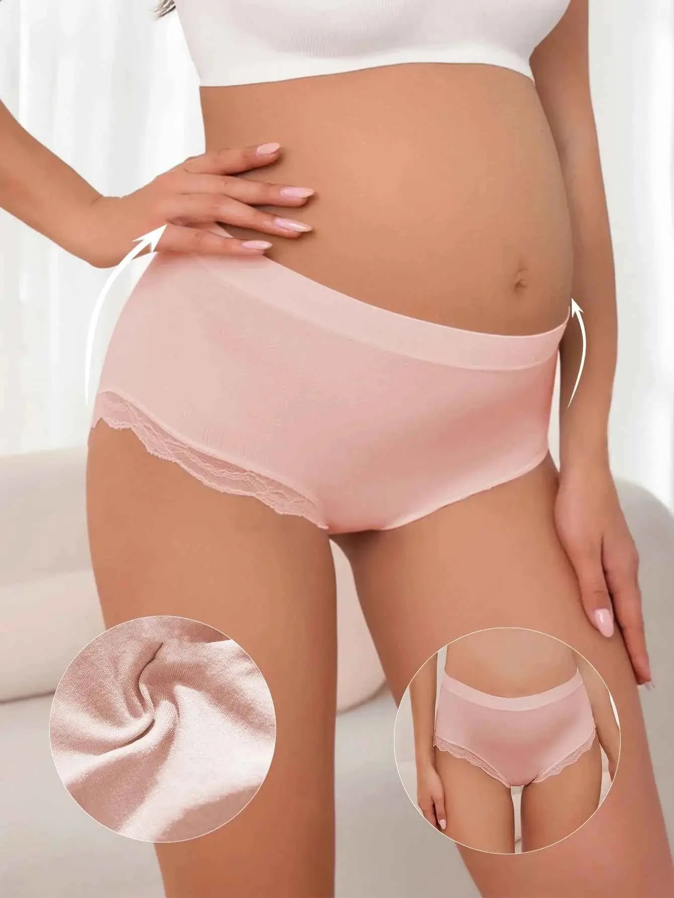 Schwangere Frauen Unterwäsche: Nahtlose, hochtaillierte und atmungsaktive Unterhose mit Spitzenrand für maximalen Komfort