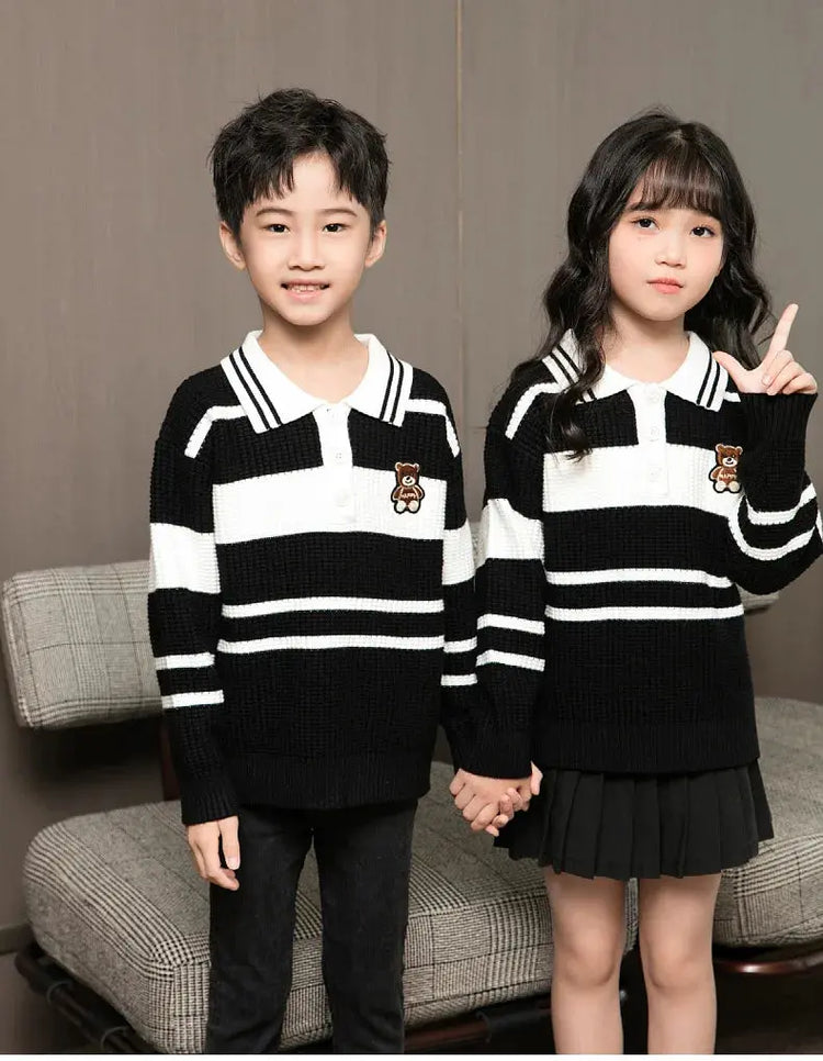 Sweater for The Whole Family Polo Knit Tops Fashion Mom and Daughter Child Girl Matching Jumper Dad and Son Baby Boy Knitwear - Mein Shop