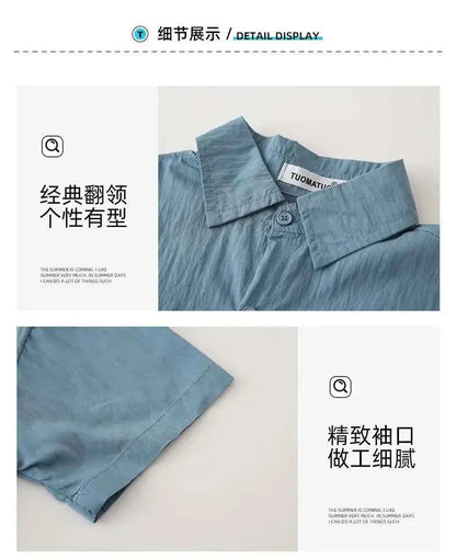 Family Matching Clothes for Brother Sister Mom Daughter Blue Dress Dad Son Clothing Korean Children Two Piece Set Couples Outfit
