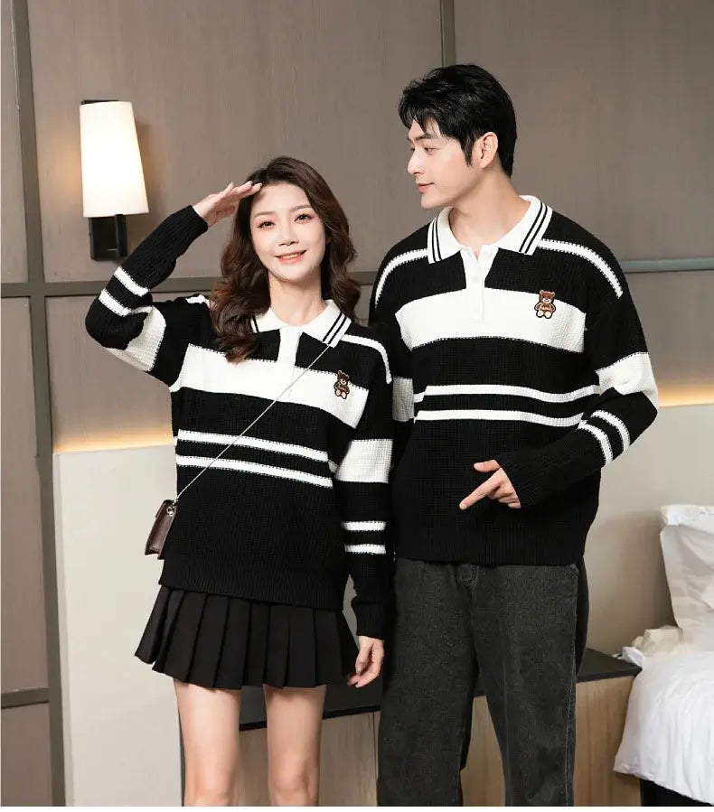 Sweater for The Whole Family Polo Knit Tops Fashion Mom and Daughter Child Girl Matching Jumper Dad and Son Baby Boy Knitwear - Mein Shop