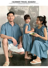 Family Matching Clothes for Brother Sister Mom Daughter Blue Dress Dad Son Clothing Korean Children Two Piece Set Couples Outfit Mein Shop