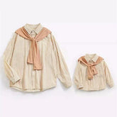 Family Matching Clothes 2024 Korea Spring Dad Mom and Baby Same Shirts for Women Fashion Clothing Children Boy Girl Plaid Blouse - Mein Shop