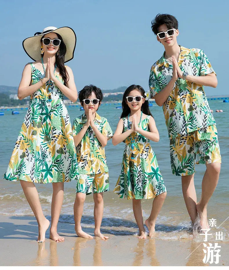 Family Fashion Beach Father and Son Outfits Vacation Look Mother Daughter Baby Girl Dress Holiday Parents and Children Clothes Mein Shop