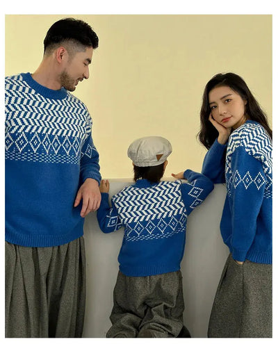 Knit Sweaters for The Whole Family Knitwear Winter Father Mother and Daughter Son Children Boy Girl Knitted Long Sleeve Pullover - Mein Shop