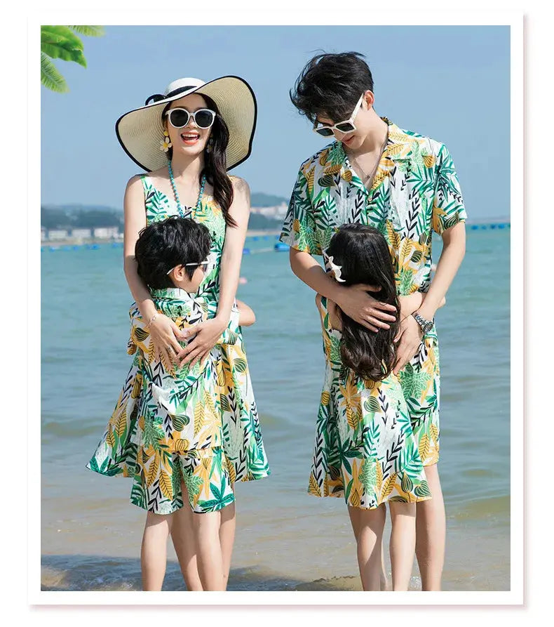 Family Fashion Beach Father and Son Outfits Vacation Look Mother Daughter Baby Girl Dress Holiday Parents and Children Clothes Mein Shop