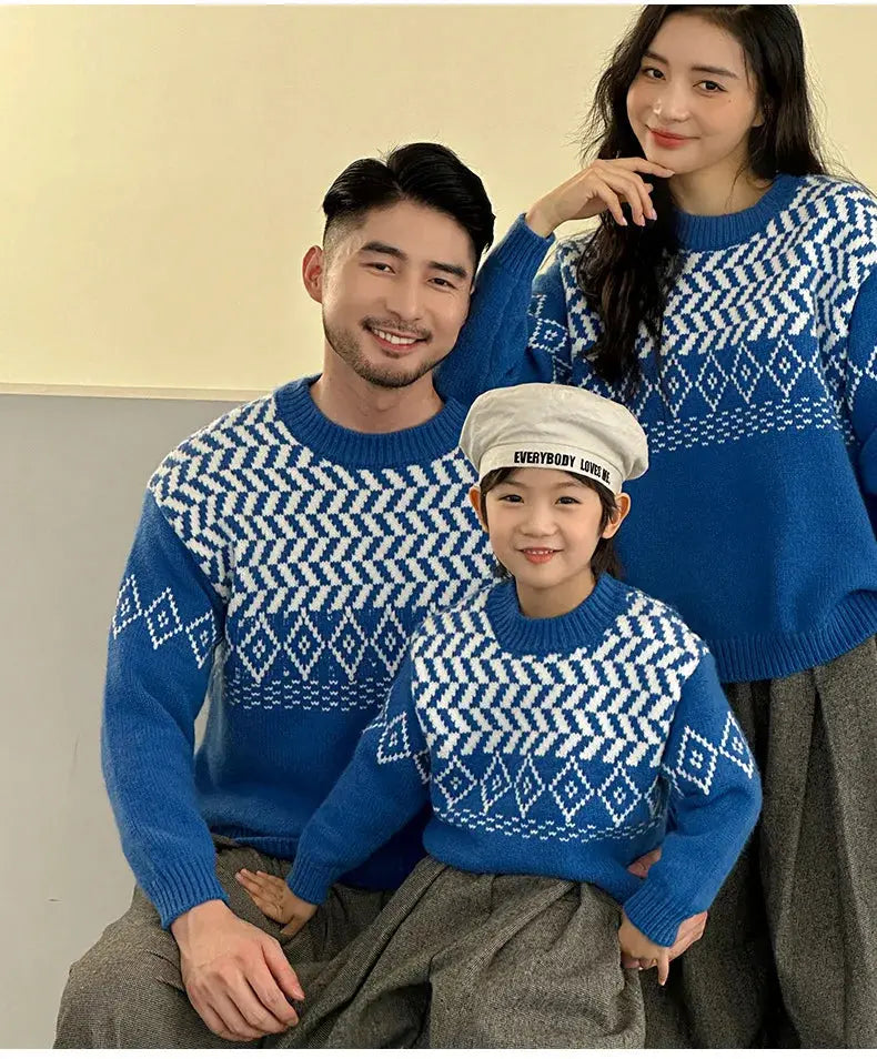 Knit Sweaters for The Whole Family Knitwear Winter Father Mother and Daughter Son Children Boy Girl Knitted Long Sleeve Pullover - Mein Shop
