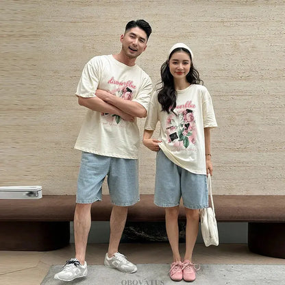 Family Matching Outfit Clothes Set For Summer Vacation Outerwear Beach Tshirt Shorts Clothing Suit Couple Kids Same Costume Wear - Mein Shop