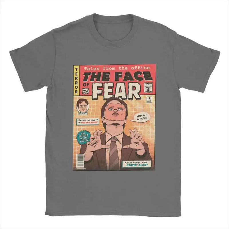 Men T-Shirts The Office Face Fear Dwight Fun Pure Cotton Tees Short Sleeve T Shirt Round Collar Clothes New Arrival