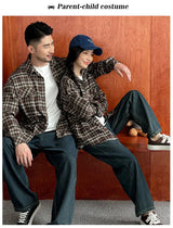 Equal Family Plaid Shirts Autumn Father Mother and Daughter Son Same Long Sleeve Tops Korean Vintage Parent-child Jacket Coat - Mein Shop