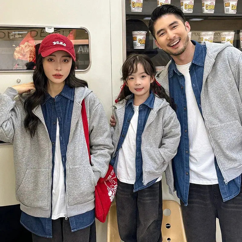 Winter Family Warm Jacket Parent-child Clothes Korea Fashion Father Mother and Daughter Son Baby Matching Thick Coat with Hooded - Mein Shop