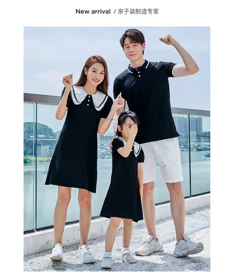 Coordinated Outfits for Family Matching Clothes Mother and Daughter Black Dress Father and Son Kid Shirt Outfits Dad Child Sets - Mein Shop
