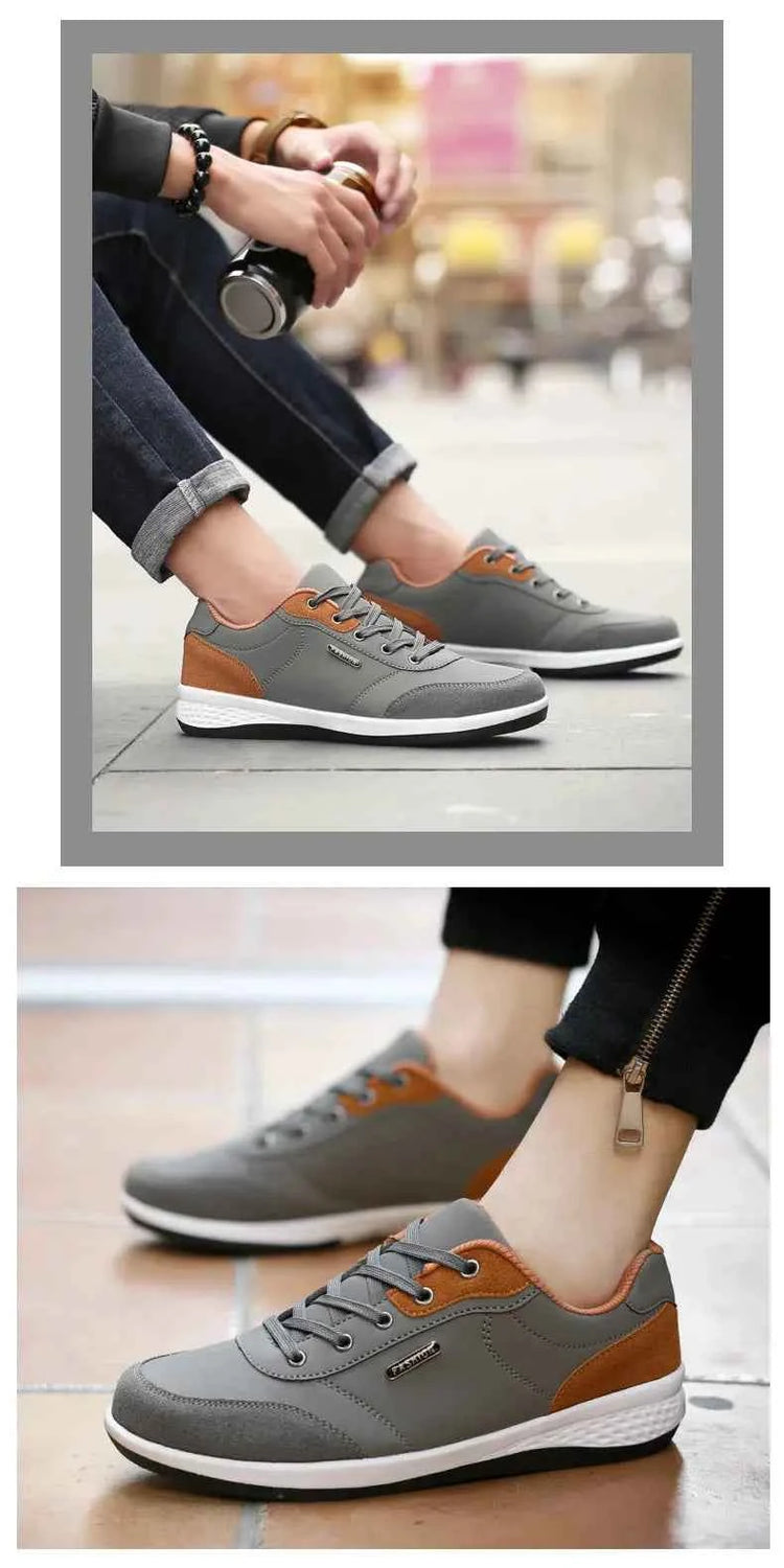 Leather Men Shoes Sneaker Trend Sports Running Breathable Men‘s Sneakers Non-slip Footwear Shoe for Male Walking Autumn