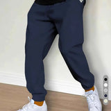 Herren Freizeithosen - Casual Hosen für Herbst Winter, Fleece Jogginghosen, Sport Gym Trousers in einfarbig für Workout und Laufen