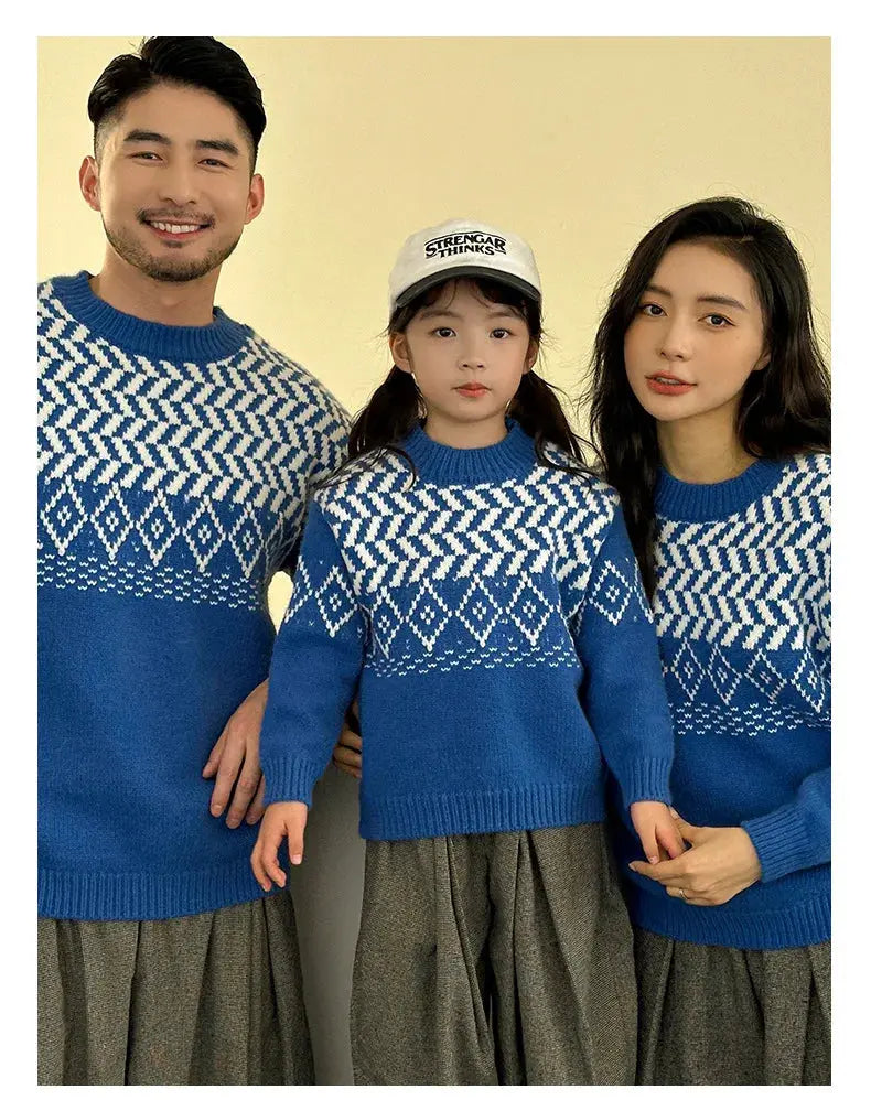 Knit Sweaters for The Whole Family Knitwear Winter Father Mother and Daughter Son Children Boy Girl Knitted Long Sleeve Pullover - Mein Shop