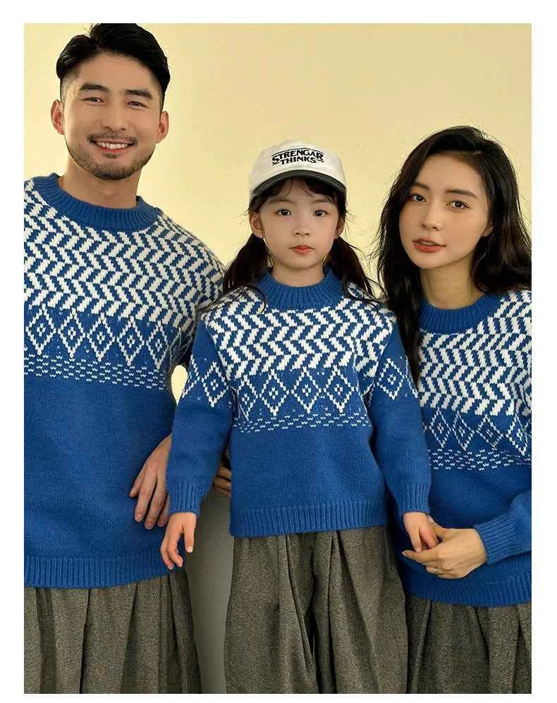Knit Sweaters for The Whole Family Knitwear Winter Father Mother and Daughter Son Children Boy Girl Knitted Long Sleeve Pullover