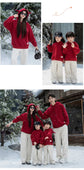 Funny Family Red Hoodies Ear Winter Warm Parent-child Clothes Dad Mom Daughter Son Matching Thick Hooded Sweatshirts Pants Sets - Mein Shop