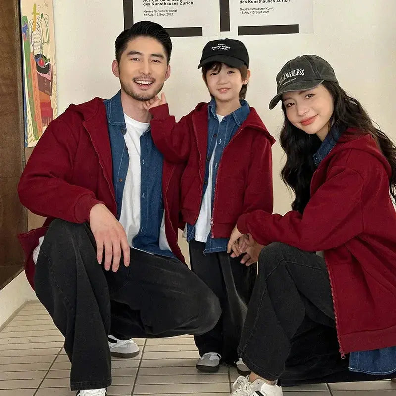 Winter Family Warm Jacket Parent-child Clothes Korea Fashion Father Mother and Daughter Son Baby Matching Thick Coat with Hooded - Mein Shop