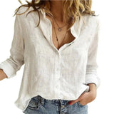 Women's oversized blouse - plain, long sleeves, button placket, plus size, spring shirt, cardigan, loose fit - Mein Shop