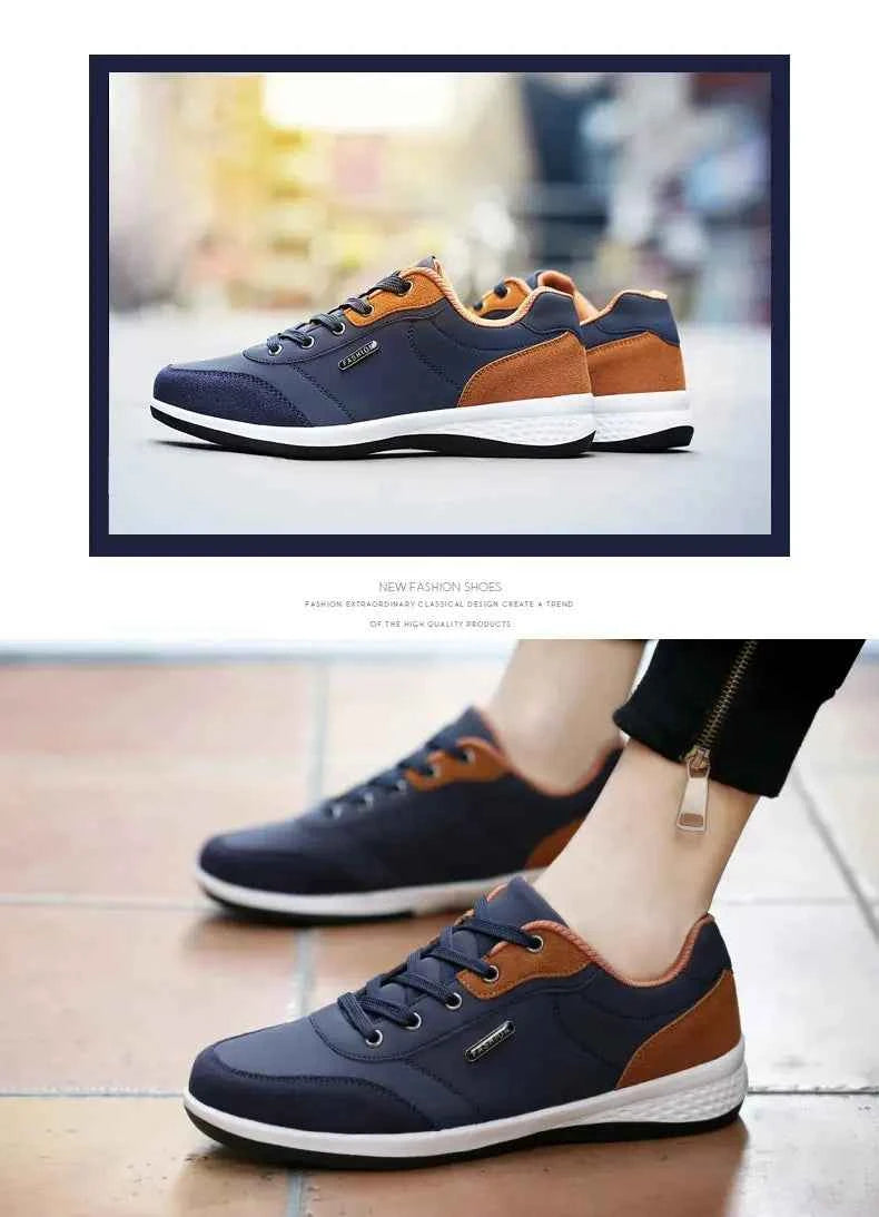 Leather Men Shoes Sneaker Trend Sports Running Breathable Men‘s Sneakers Non-slip Footwear Shoe for Male Walking Autumn