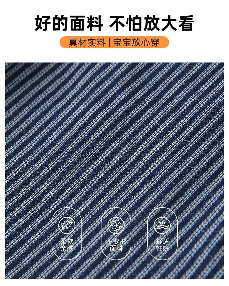 Family Cotton Denim Shirts Parent-child Fashion Clothes Mother and Daughter Jacket Korean Father and Son Same Stripe Coat Tops - Mein Shop