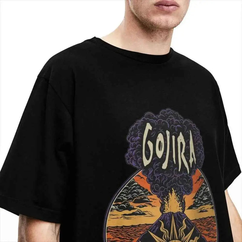 Men T-Shirt Gojiras Music Heavy Metal T-Shirts Hip Hop Humor Beach Tee Shirt Y2K Basic Custom Logo Cotton Tops Gift Idea