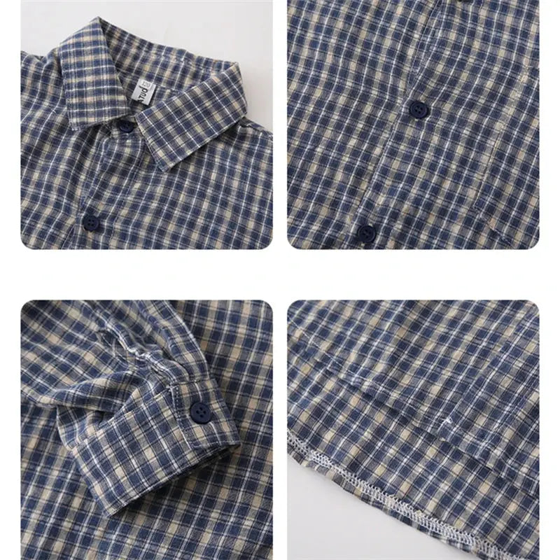 New Elegant Family Look Clothing Mother and Daughter Father Son Plaid Shirt Long Sleeve Blouse Fashion Family Matching Outfit - Mein Shop