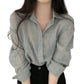 Women Shirt Turn Down Collar Cardigan Shirt Women Solid Color Sun Shirt - Mein Shop