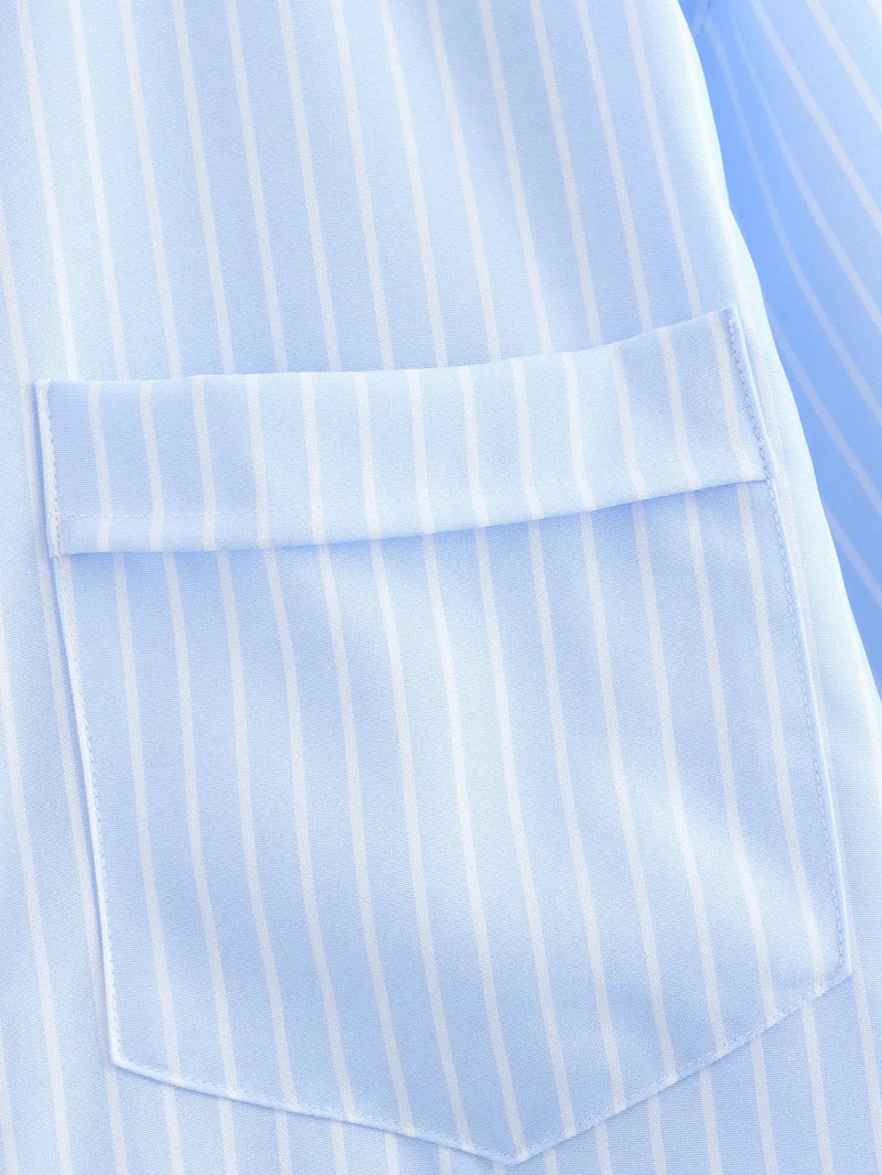 Women's Striped Blouse Multicolored Shirt Office Female's Top 2024 Summer Solid Shirt Elegant Comfortable Loose Fitting Shirts - Mein Shop