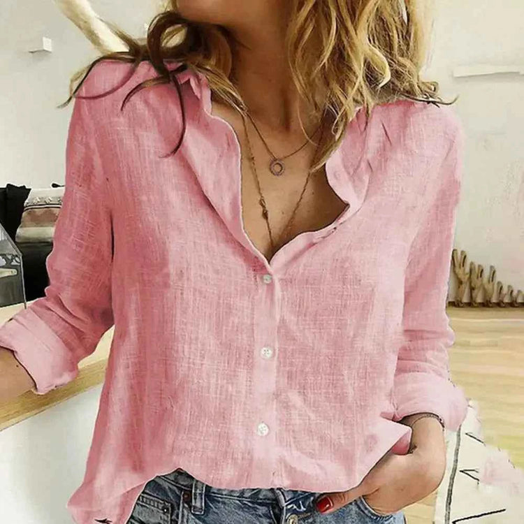 Women Shirt Solid Color Single-breasted Spring Shirts Button Lapel Cardigan Lady Loose Long Sleeve Oversized Shirt Womens Blouse