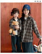 Equal Family Plaid Shirts Autumn Father Mother and Daughter Son Same Long Sleeve Tops Korean Vintage Parent-child Jacket Coat - Mein Shop