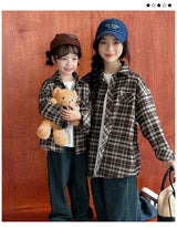 Equal Family Plaid Shirts Autumn Father Mother and Daughter Son Same Long Sleeve Tops Korean Vintage Parent-child Jacket Coat - Mein Shop
