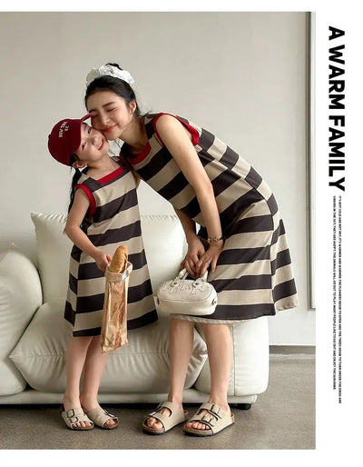 Family Matching Couple Look Clothing Fashion Mom Daughter Sleeveless Dress Dad Son T Shirts Shorts Korean Sister Brother Outfits Mein Shop