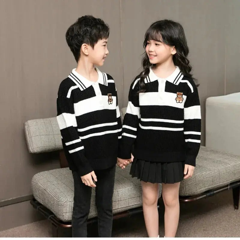 Sweater for The Whole Family Polo Knit Tops Fashion Mom and Daughter Child Girl Matching Jumper Dad and Son Baby Boy Knitwear - Mein Shop