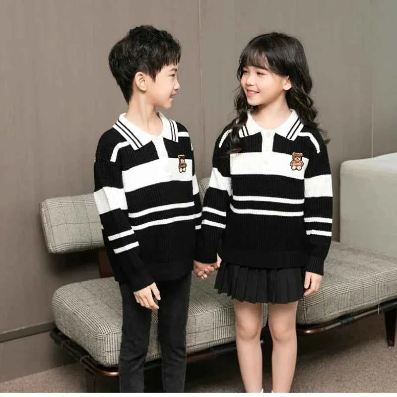 Sweater for The Whole Family Polo Knit Tops Fashion Mom and Daughter Child Girl Matching Jumper Dad and Son Baby Boy Knitwear