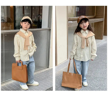 Family Matching Clothes 2024 Korea Spring Dad Mom and Baby Same Shirts for Women Fashion Clothing Children Boy Girl Plaid Blouse - Mein Shop