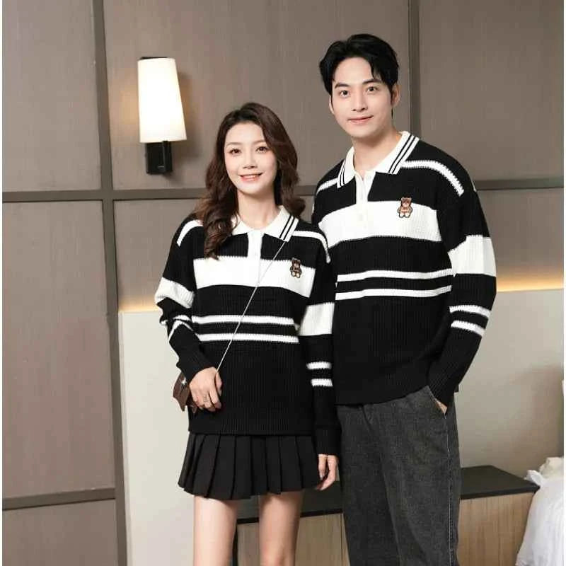 Sweater for The Whole Family Polo Knit Tops Fashion Mom and Daughter Child Girl Matching Jumper Dad and Son Baby Boy Knitwear