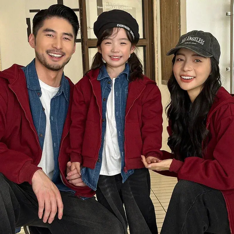 Winter Family Warm Jacket Parent-child Clothes Korea Fashion Father Mother and Daughter Son Baby Matching Thick Coat with Hooded - Mein Shop