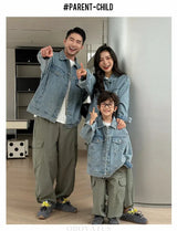 Spring Autumn Korean Parent-Child Clothing Set Matching Outfits for the Family Look Jacket Pants Clothes Set Dad Mum Kids Wear - Mein Shop