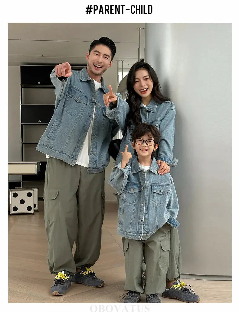 Spring Autumn Korean Parent-Child Clothing Set Matching Outfits for the Family Look Jacket Pants Clothes Set Dad Mum Kids Wear - Mein Shop