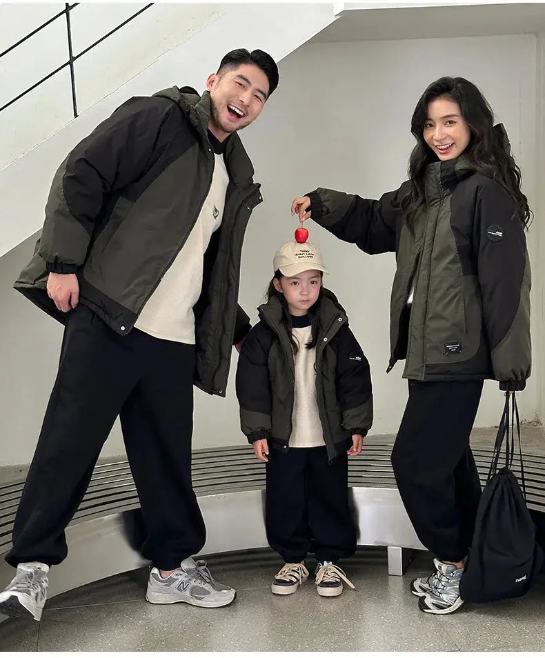 Family Matching Warm Clothes Winter Daughter Mother Thick Padded Coat Son Father Quilted Jacket Parents and Children Clothing - Mein Shop