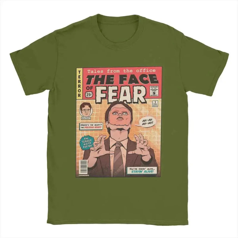 Men T-Shirts The Office Face Fear Dwight Fun Pure Cotton Tees Short Sleeve T Shirt Round Collar Clothes New Arrival