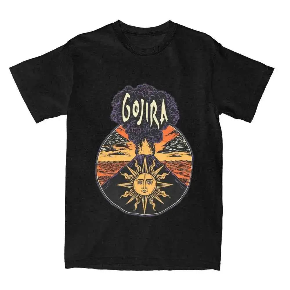 Men T-Shirt Gojiras Music Heavy Metal T-Shirts Hip Hop Humor Beach Tee Shirt Y2K Basic Custom Logo Cotton Tops Gift Idea