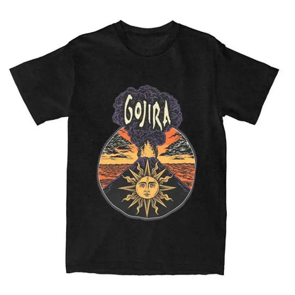 Men T-Shirt Gojiras Music Heavy Metal T-Shirts Hip Hop Humor Beach Tee Shirt Y2K Basic Custom Logo Cotton Tops Gift Idea
