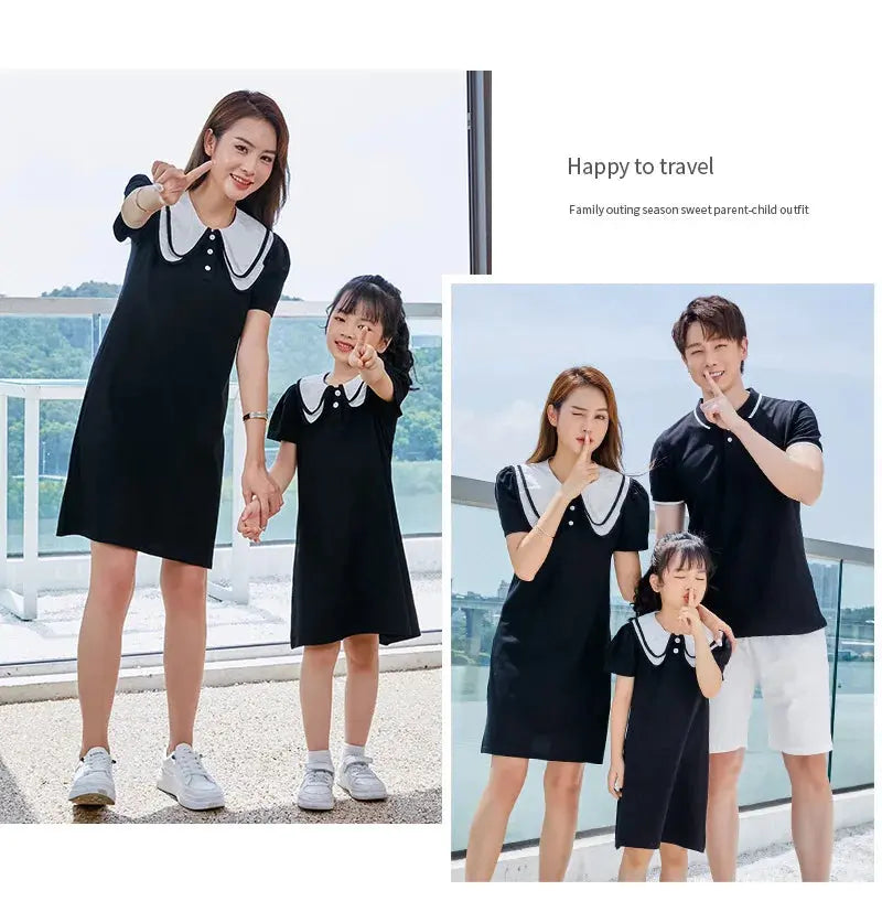 Coordinated Outfits for Family Matching Clothes Mother and Daughter Black Dress Father and Son Kid Shirt Outfits Dad Child Sets - Mein Shop