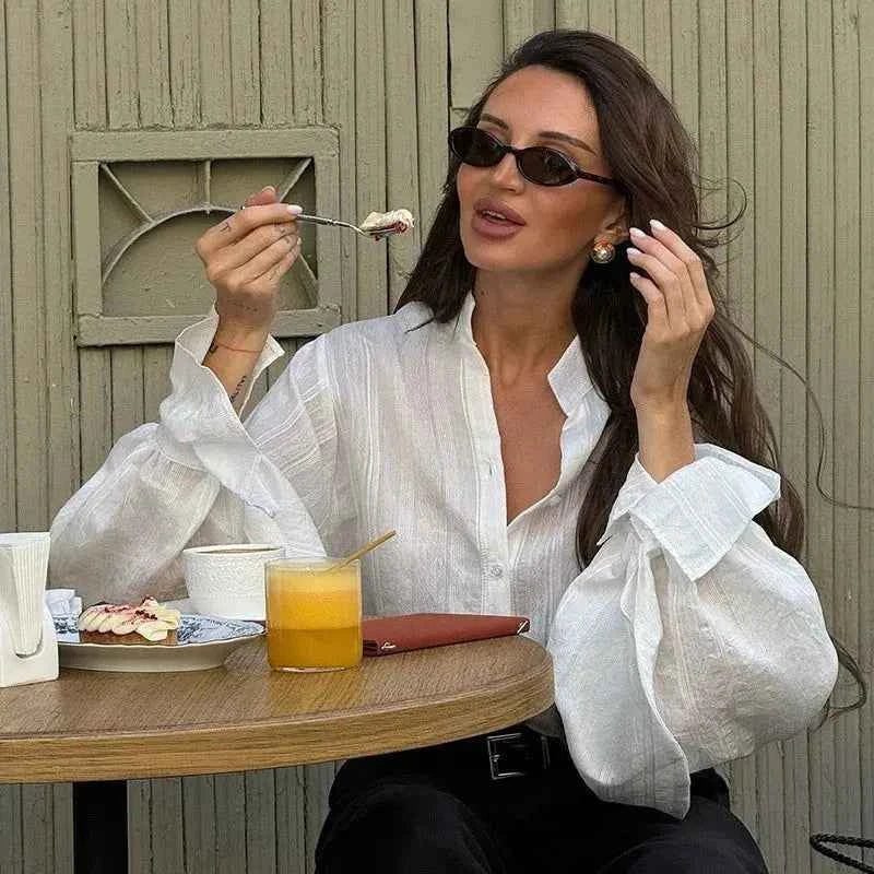 Fashion White Shirts Women Long Sleeve Oversize Blouse 2025 New Spring Summer Basic Tops Cotton Chic Shirt for Women