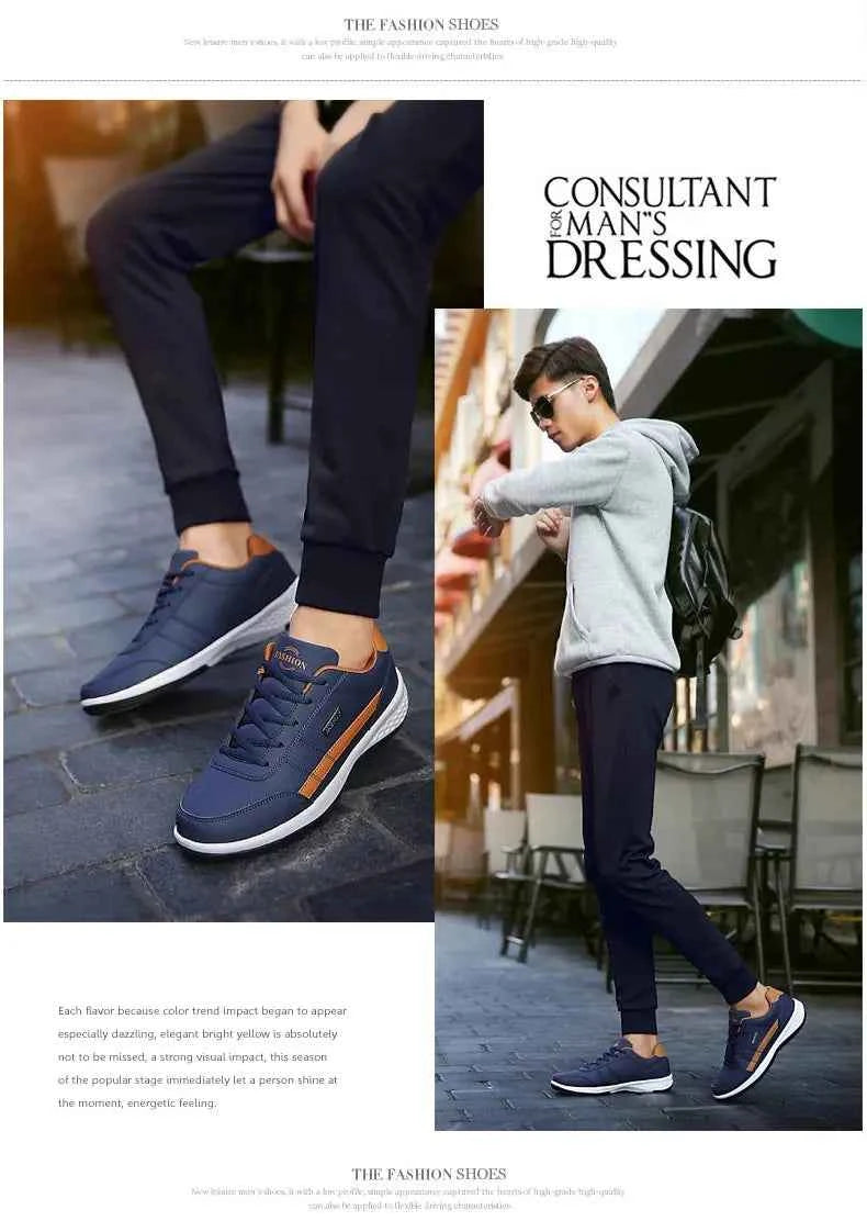 Leather Men Shoes Sneakers Trend Casual Shoe Italian Breathable Leisure Male Sneakers Non-slip Footwear Men Vulcanized Shoes