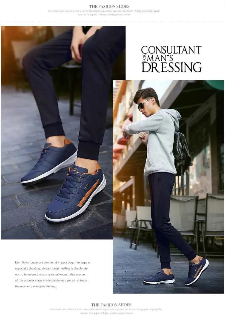 Leather Men Shoes Sneakers Trend Casual Shoe Italian Breathable Leisure Male Sneakers Non-slip Footwear Men Vulcanized Shoes