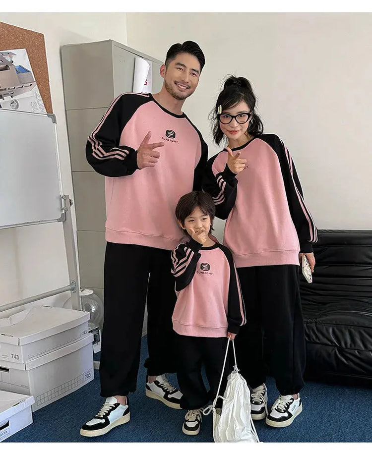 Parents and Children Warm Sweatshirts for The Whole Family Clothes Winter Father Mother and Son Daughter Thick Long Sleeve Tops - Mein Shop