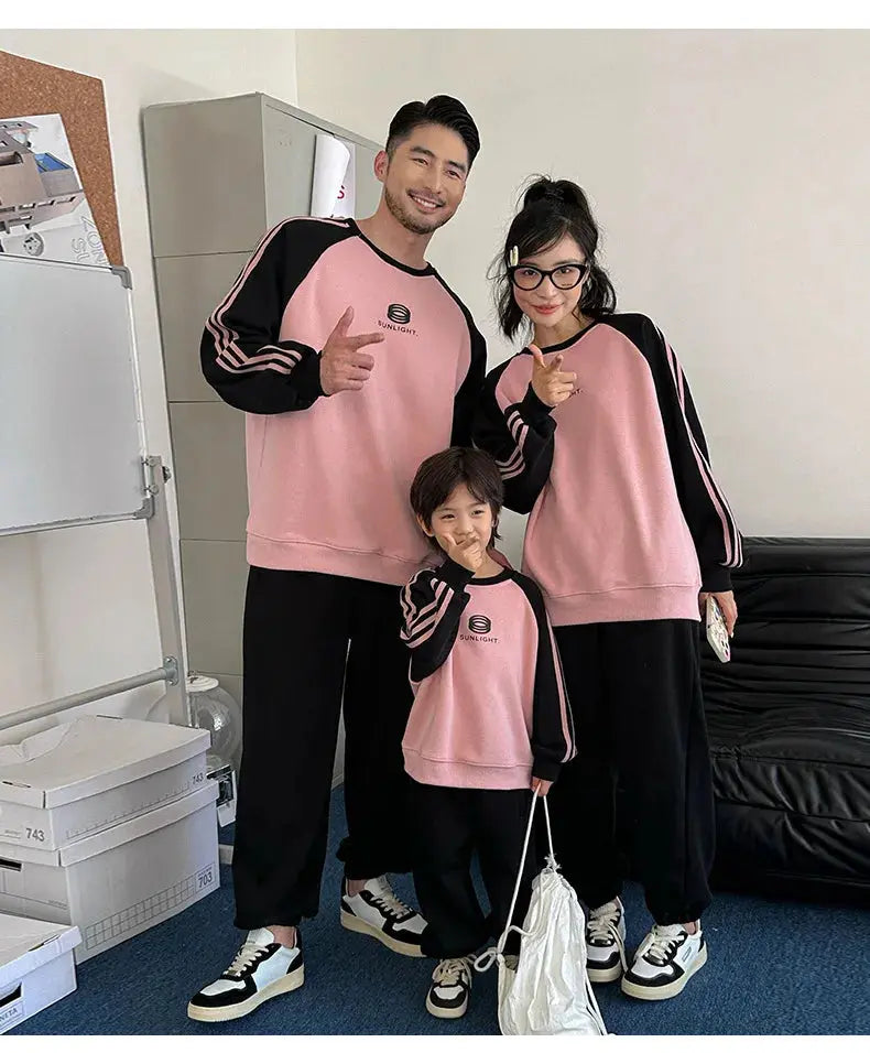 Parents and Children Warm Sweatshirts for The Whole Family Clothes Winter Father Mother and Son Daughter Thick Long Sleeve Tops - Mein Shop